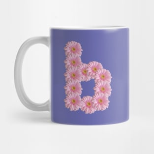 Letter B Pink Gerbera Daisy Typography Mug